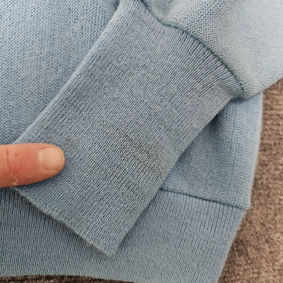 VTG IZOD Lacoste Men’s Medium Blue Cardigan Sweater Grandpa Preppy Acrylic RARE - Picture 12 of 16